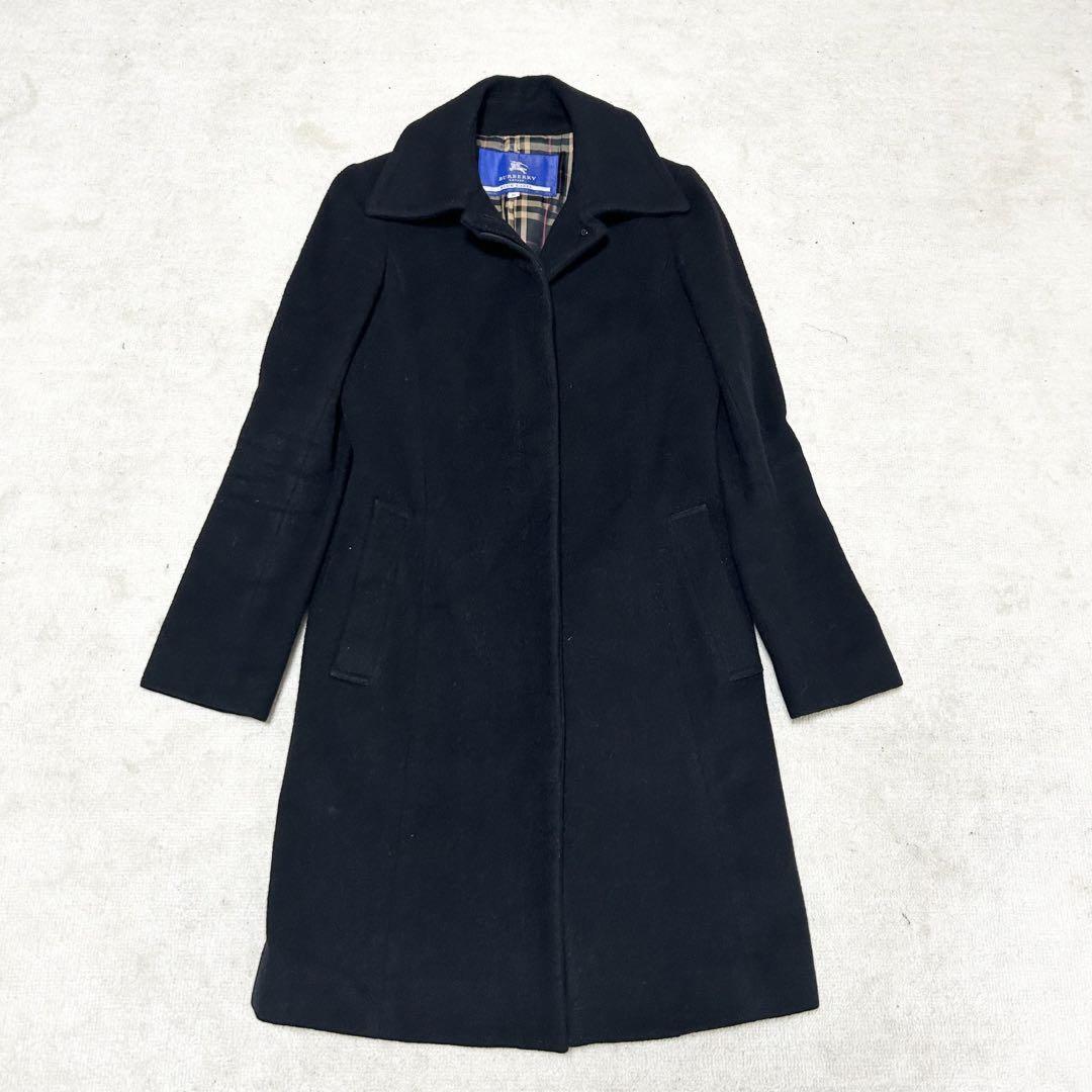 BURBERRY BLUE LABEL Long Coat Nova Check Asian fit S 36 US size XS Black Auth