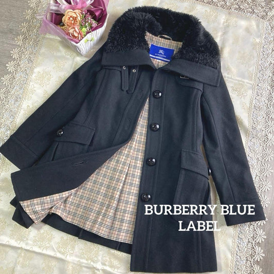 BURBERRY BLUE LABEL Wool Coat Nova Check Asian fit S 36 US size XS Authentic