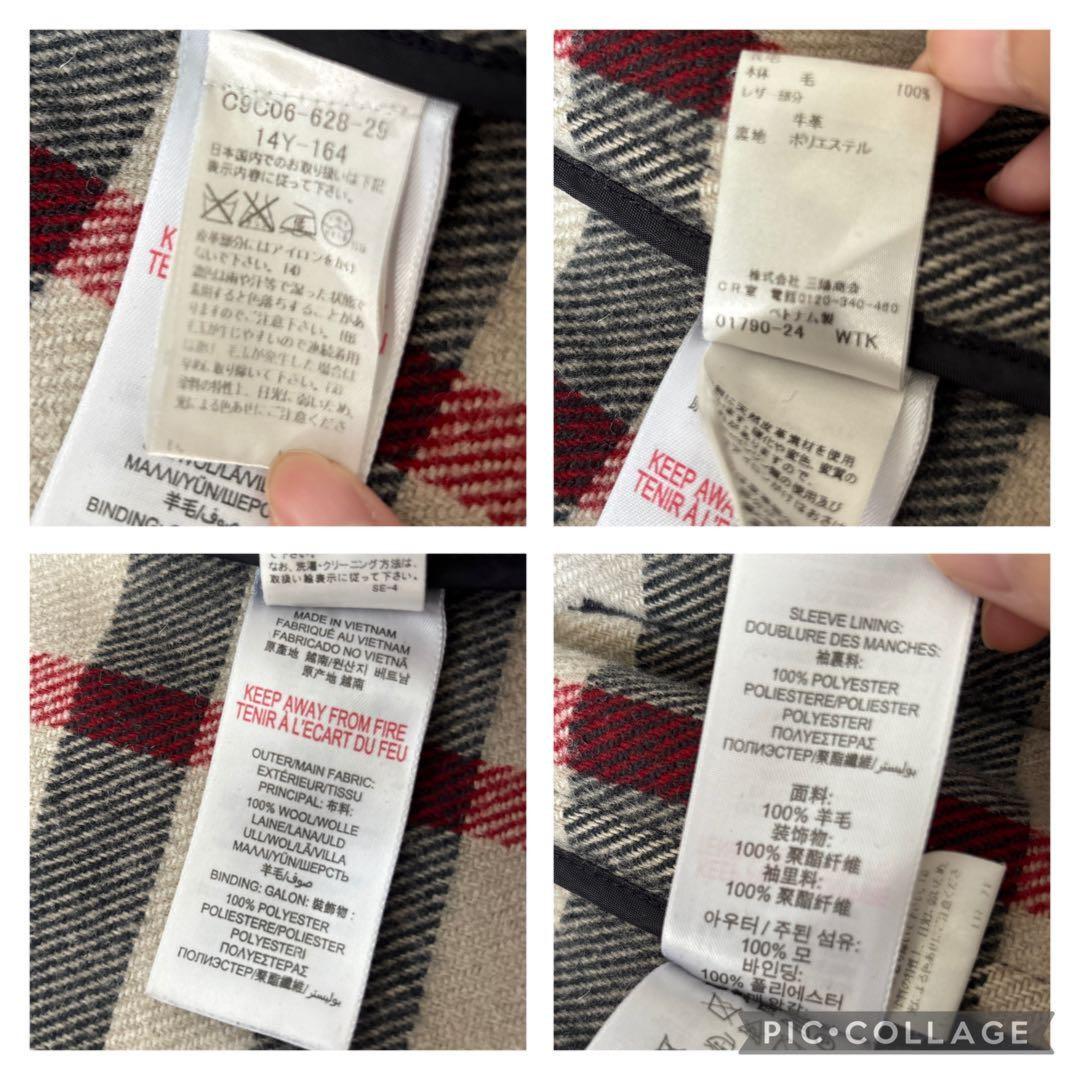 BURBERRY Duffle Coat Nova Check Asian fit S US size XS Navy Authentic