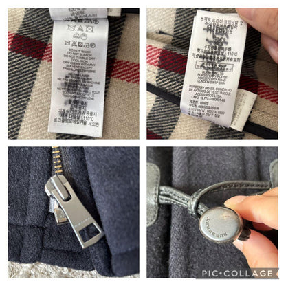 BURBERRY Duffle Coat Nova Check Asian fit S US size XS Navy Authentic