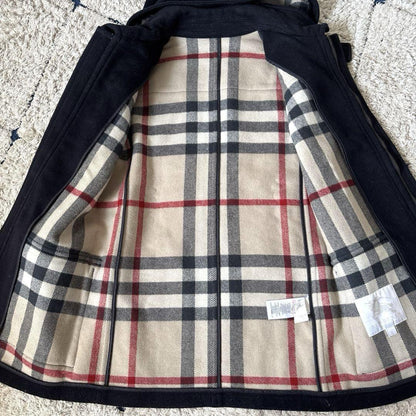 BURBERRY Duffle Coat Nova Check Asian fit S US size XS Navy Authentic