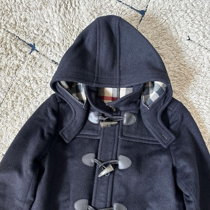 BURBERRY Duffle Coat Nova Check Asian fit S US size XS Navy Authentic