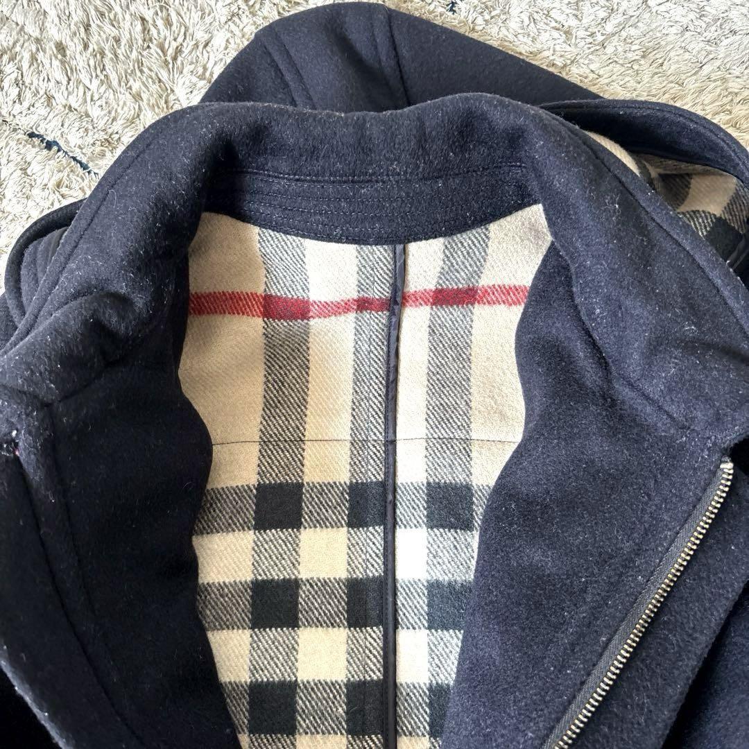 BURBERRY Duffle Coat Nova Check Asian fit S US size XS Navy Authentic