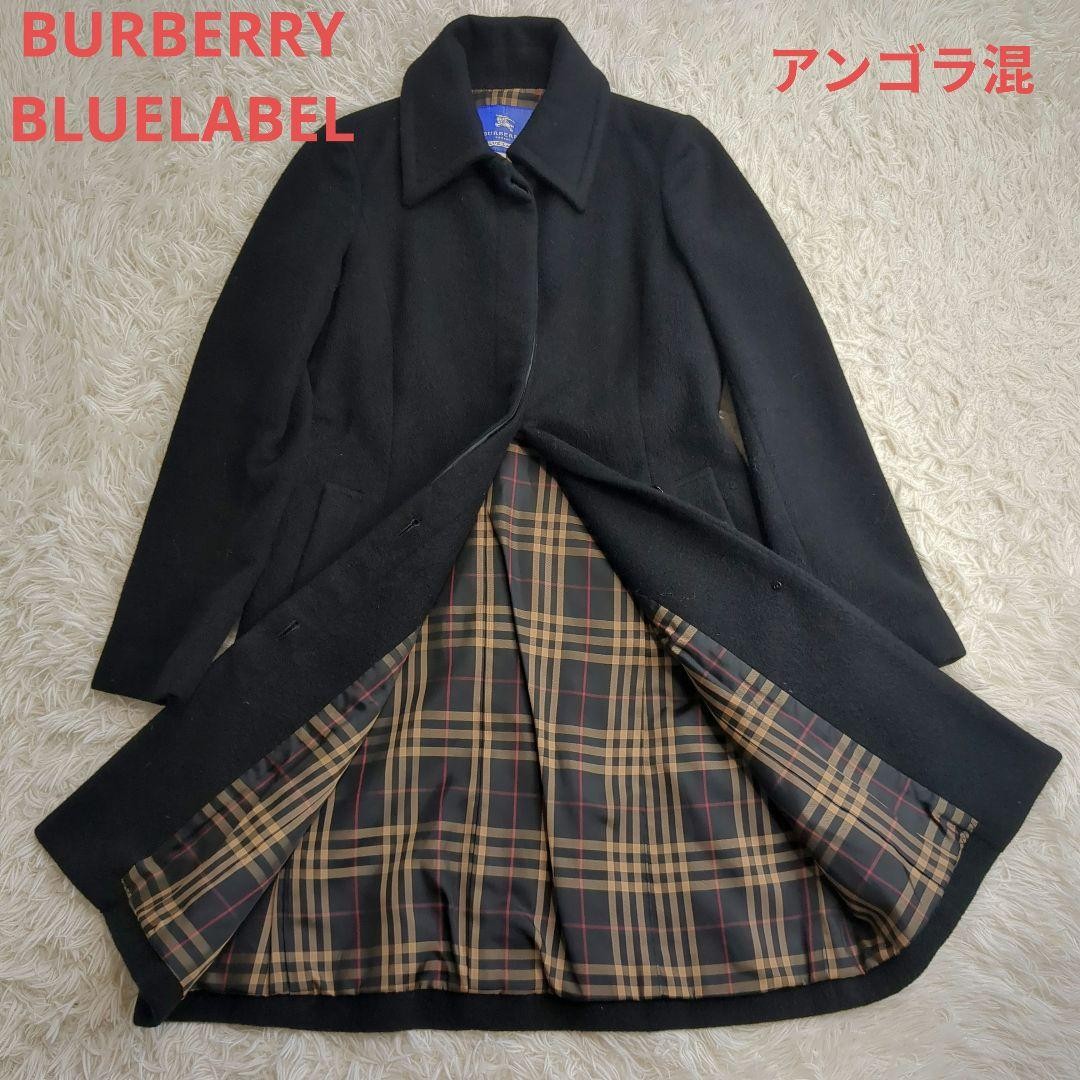 BURBERRY BLUE LABEL Wool Coat Nova Check Asian fit S 36 US size XS Black Auth