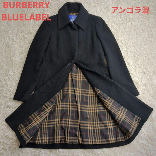 BURBERRY BLUE LABEL Wool Coat Nova Check Asian fit S 36 US size XS Black Auth