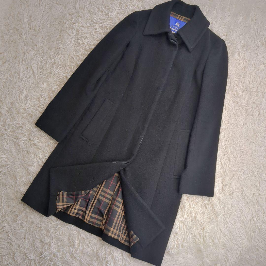 BURBERRY BLUE LABEL Wool Coat Nova Check Asian fit S 36 US size XS Black Auth