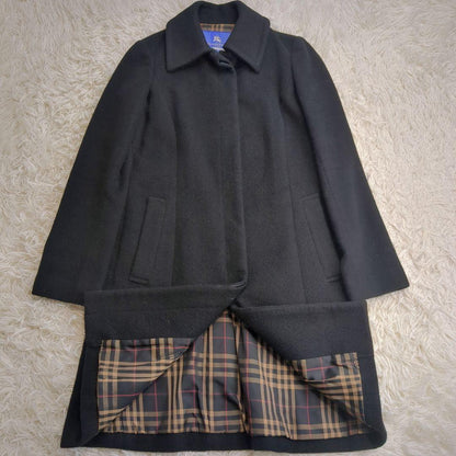 BURBERRY BLUE LABEL Wool Coat Nova Check Asian fit S 36 US size XS Black Auth