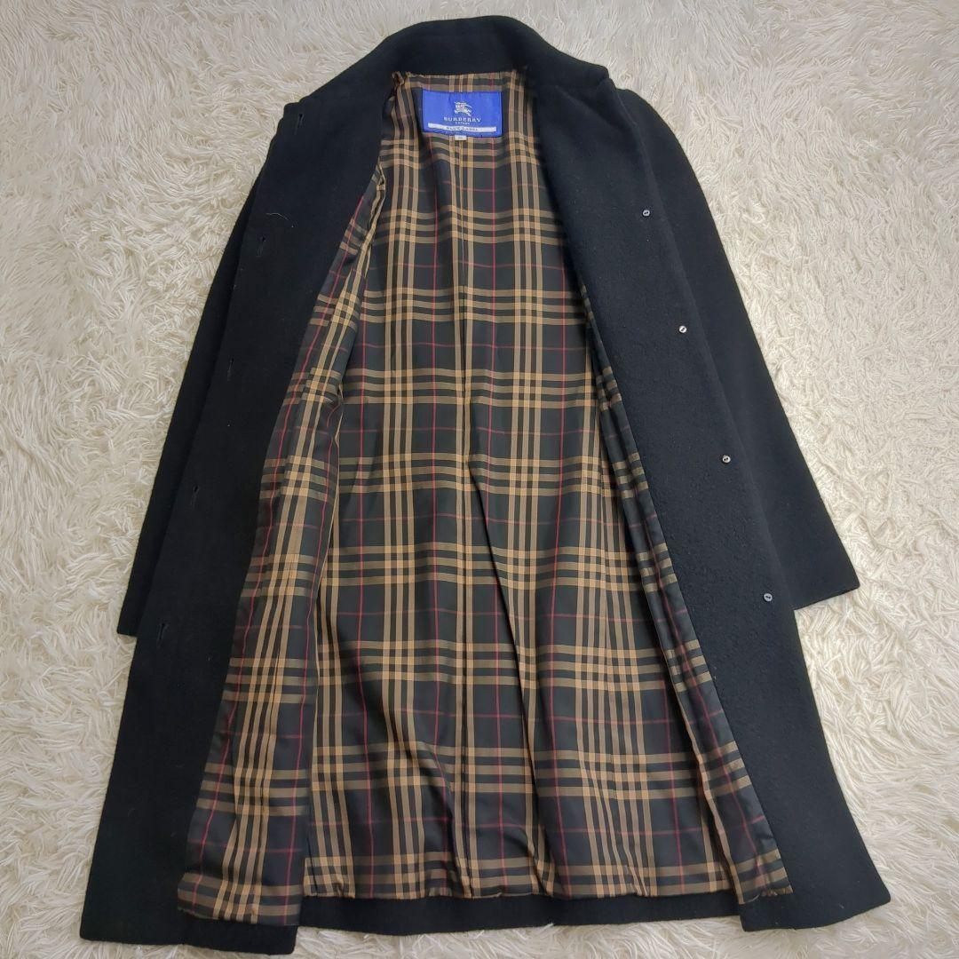 BURBERRY BLUE LABEL Wool Coat Nova Check Asian fit S 36 US size XS Black Auth