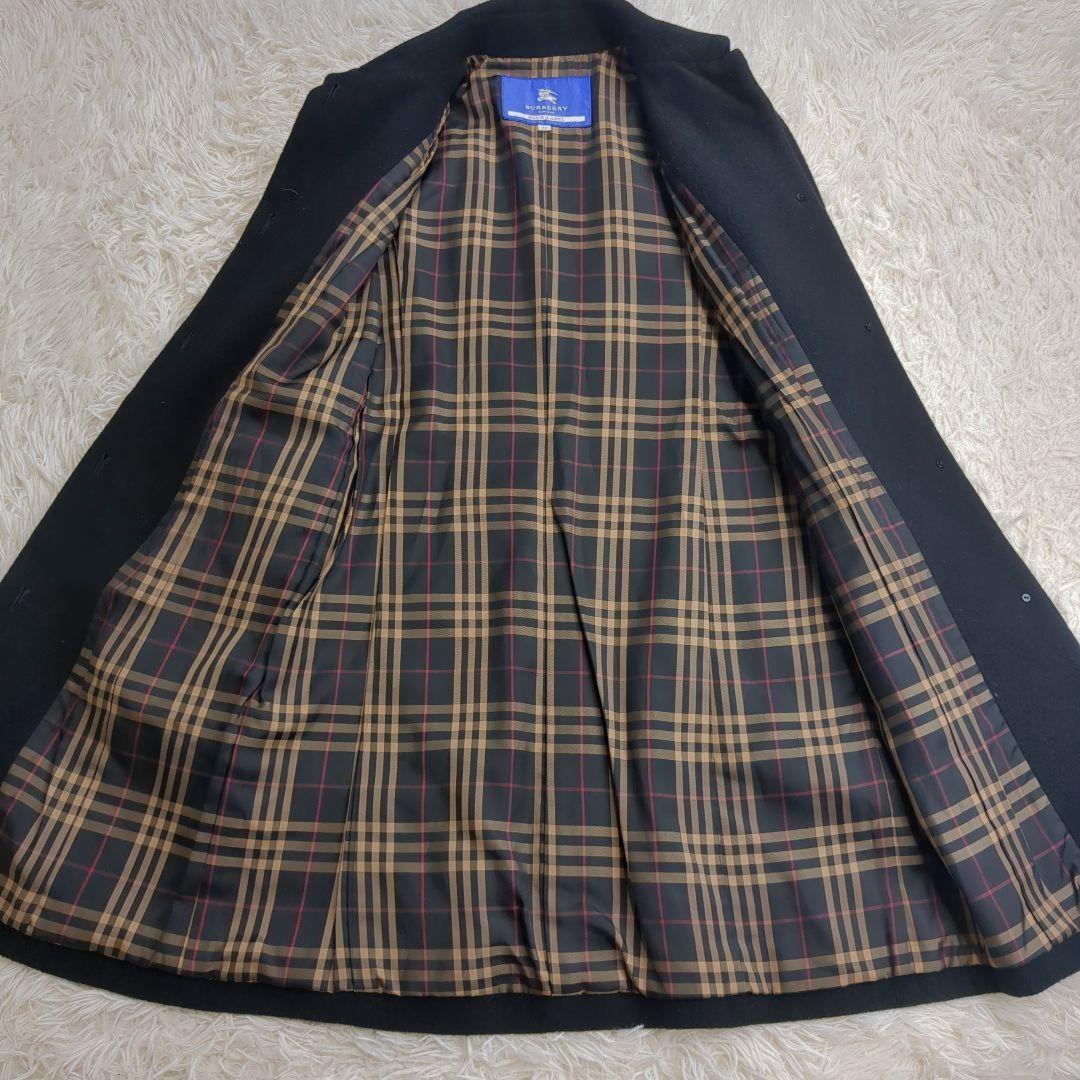 BURBERRY BLUE LABEL Wool Coat Nova Check Asian fit S 36 US size XS Black Auth