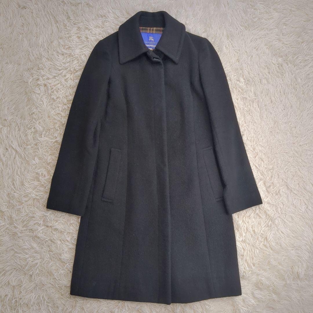BURBERRY BLUE LABEL Wool Coat Nova Check Asian fit S 36 US size XS Black Auth