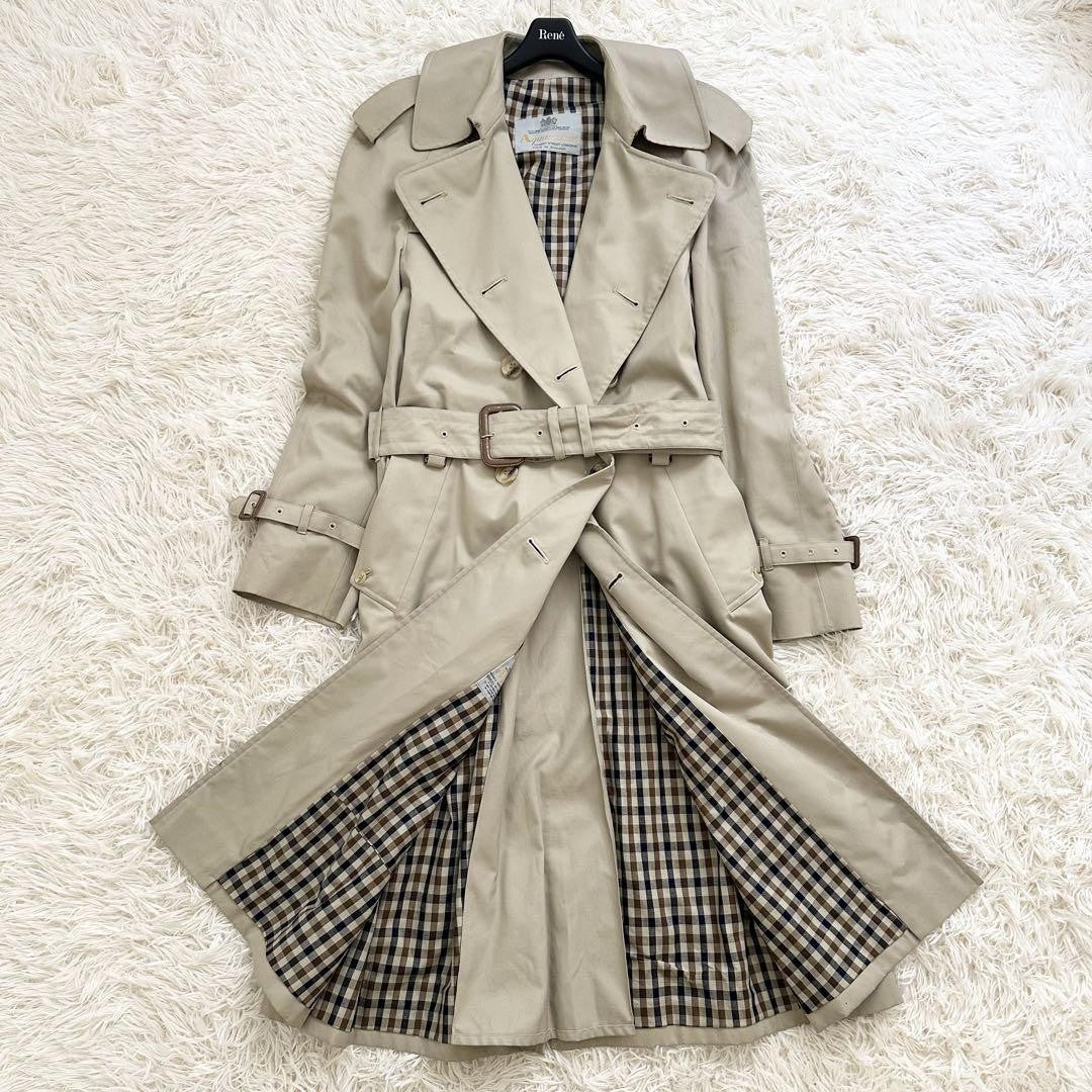 Aquascutum Trench Coat Club Check Asian fit S 36 US size XS Beige Authentic