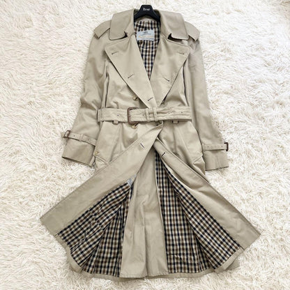 Aquascutum Trench Coat Club Check Asian fit S 36 US size XS Beige Authentic