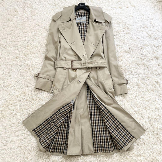 Aquascutum Trench Coat Club Check Asian fit S 36 US size XS Beige Authentic