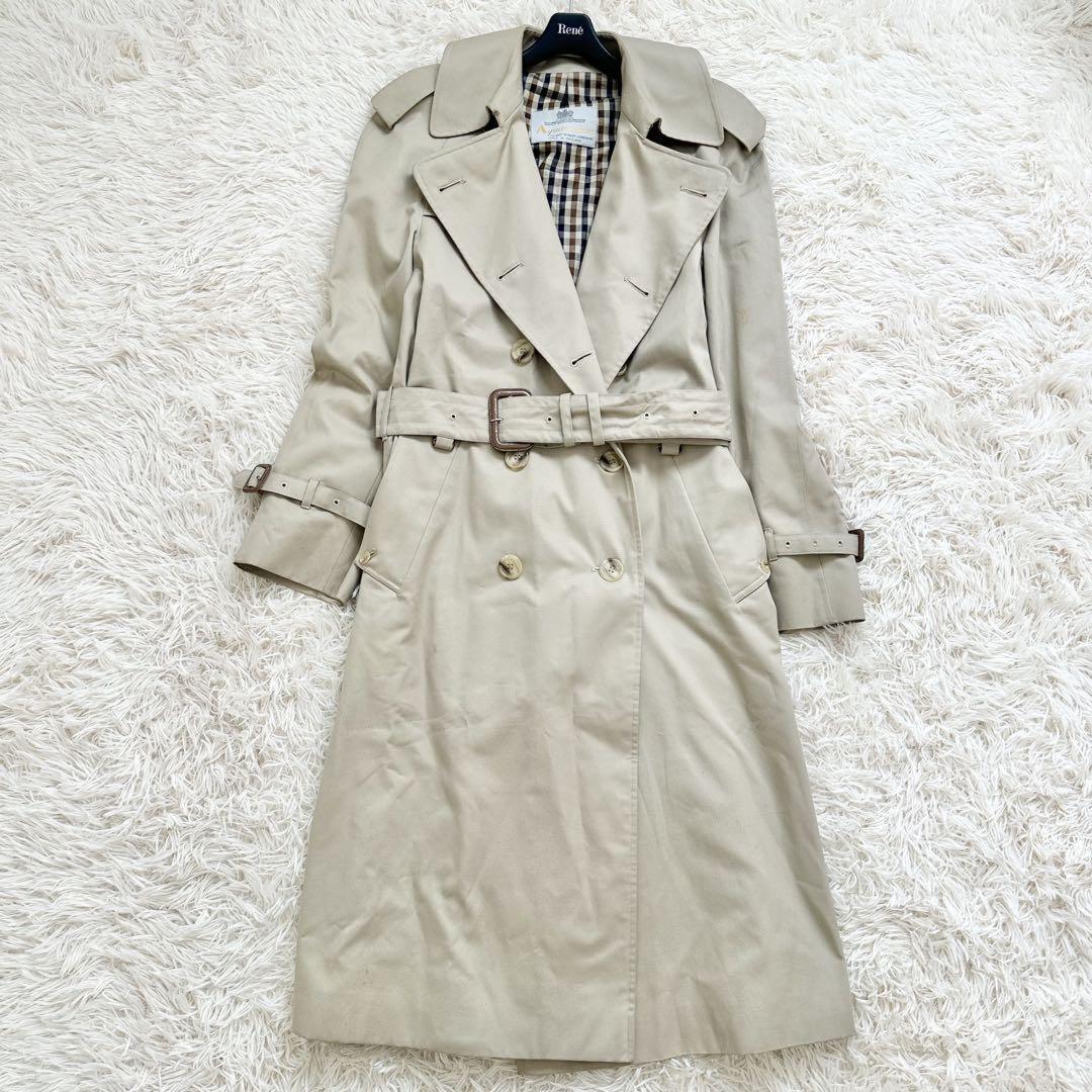 Aquascutum Trench Coat Club Check Asian fit S 36 US size XS Beige Authentic