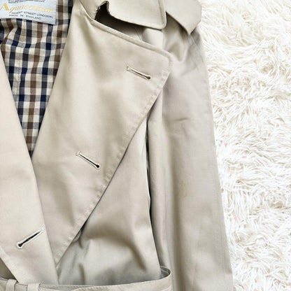 Aquascutum Trench Coat Club Check Asian fit S 36 US size XS Beige Authentic