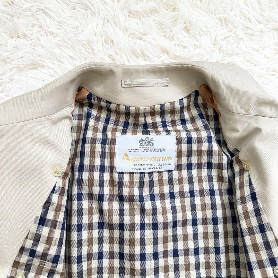 Aquascutum Trench Coat Club Check Asian fit S 36 US size XS Beige Authentic