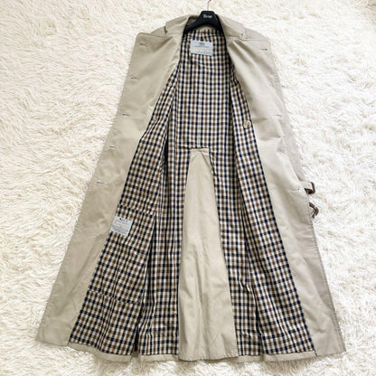 Aquascutum Trench Coat Club Check Asian fit S 36 US size XS Beige Authentic