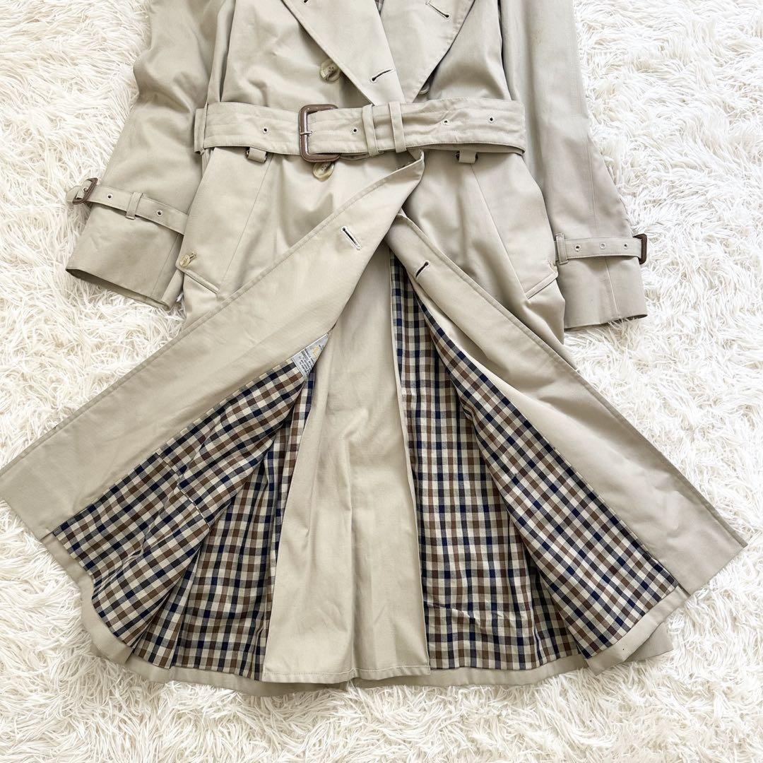 Aquascutum Trench Coat Club Check Asian fit S 36 US size XS Beige Authentic