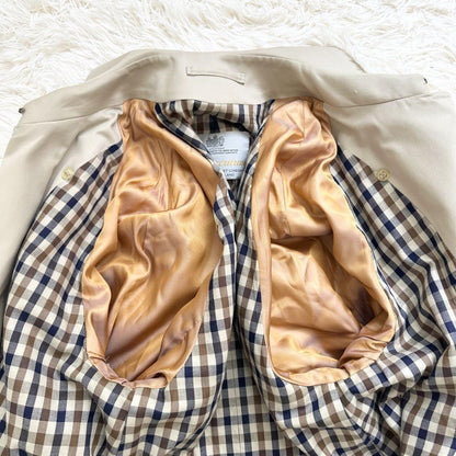 Aquascutum Trench Coat Club Check Asian fit S 36 US size XS Beige Authentic