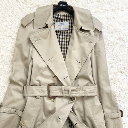 Aquascutum Trench Coat Club Check Asian fit S 36 US size XS Beige Authentic