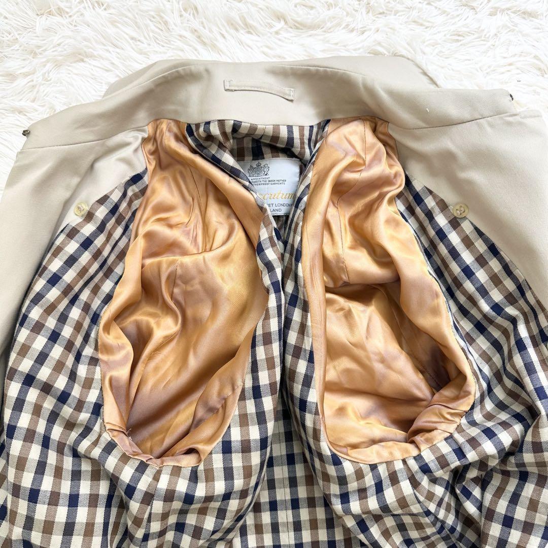 Aquascutum Trench Coat Club Check Asian fit S 36 US size XS Beige Authentic