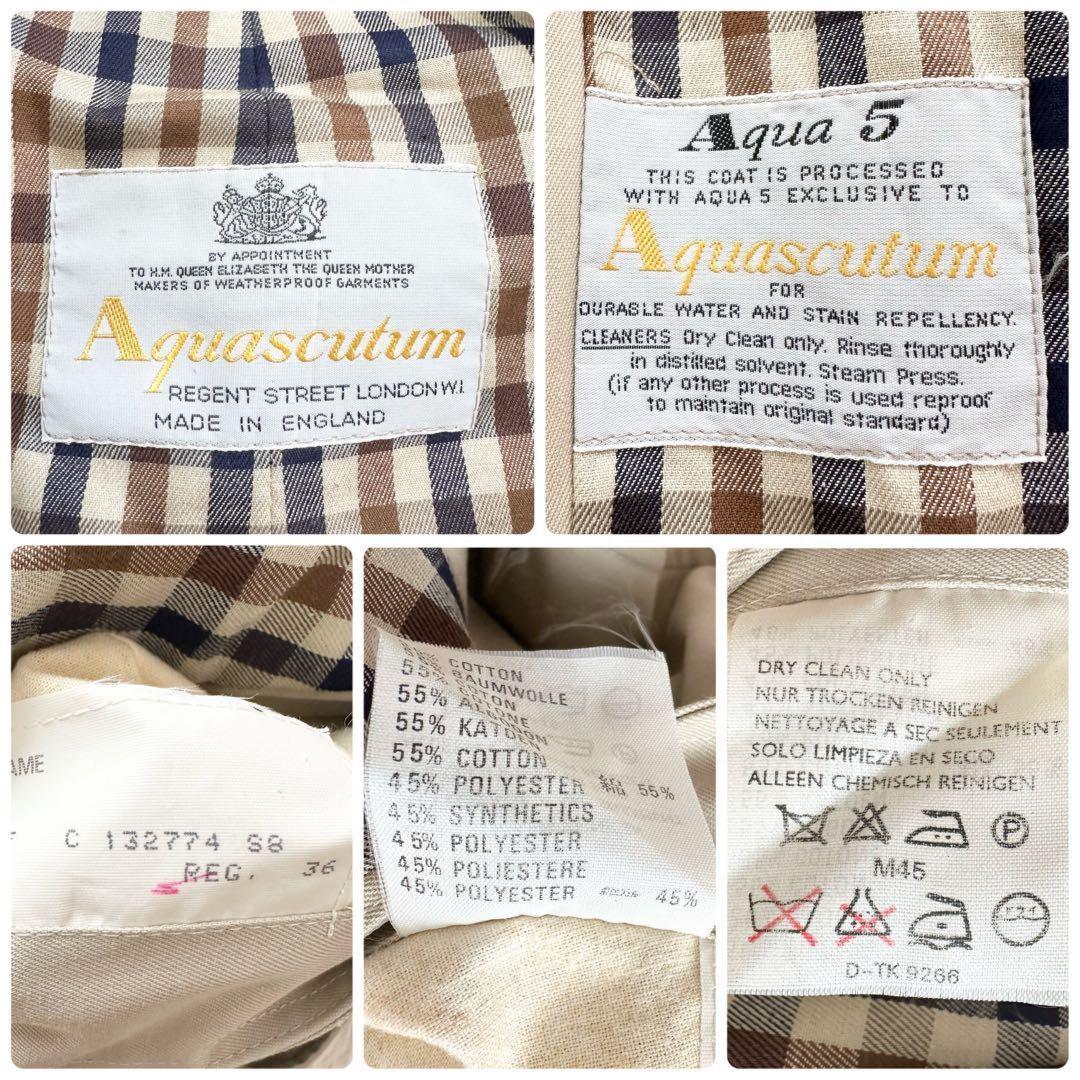 Aquascutum Trench Coat Club Check Asian fit S 36 US size XS Beige Authentic