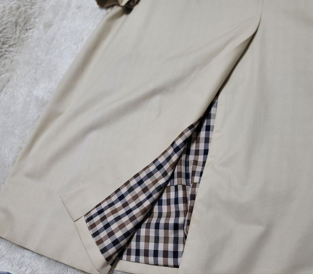 Aquascutum Trench Coat Club Check Asian fit XL US size L Light Beige Authentic