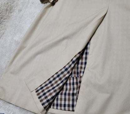 Aquascutum Trench Coat Club Check Asian fit XL US size L Light Beige Authentic