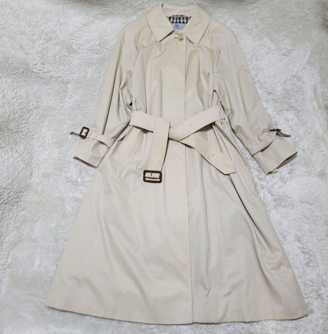 Aquascutum Trench Coat Club Check Asian fit XL US size L Light Beige Authentic
