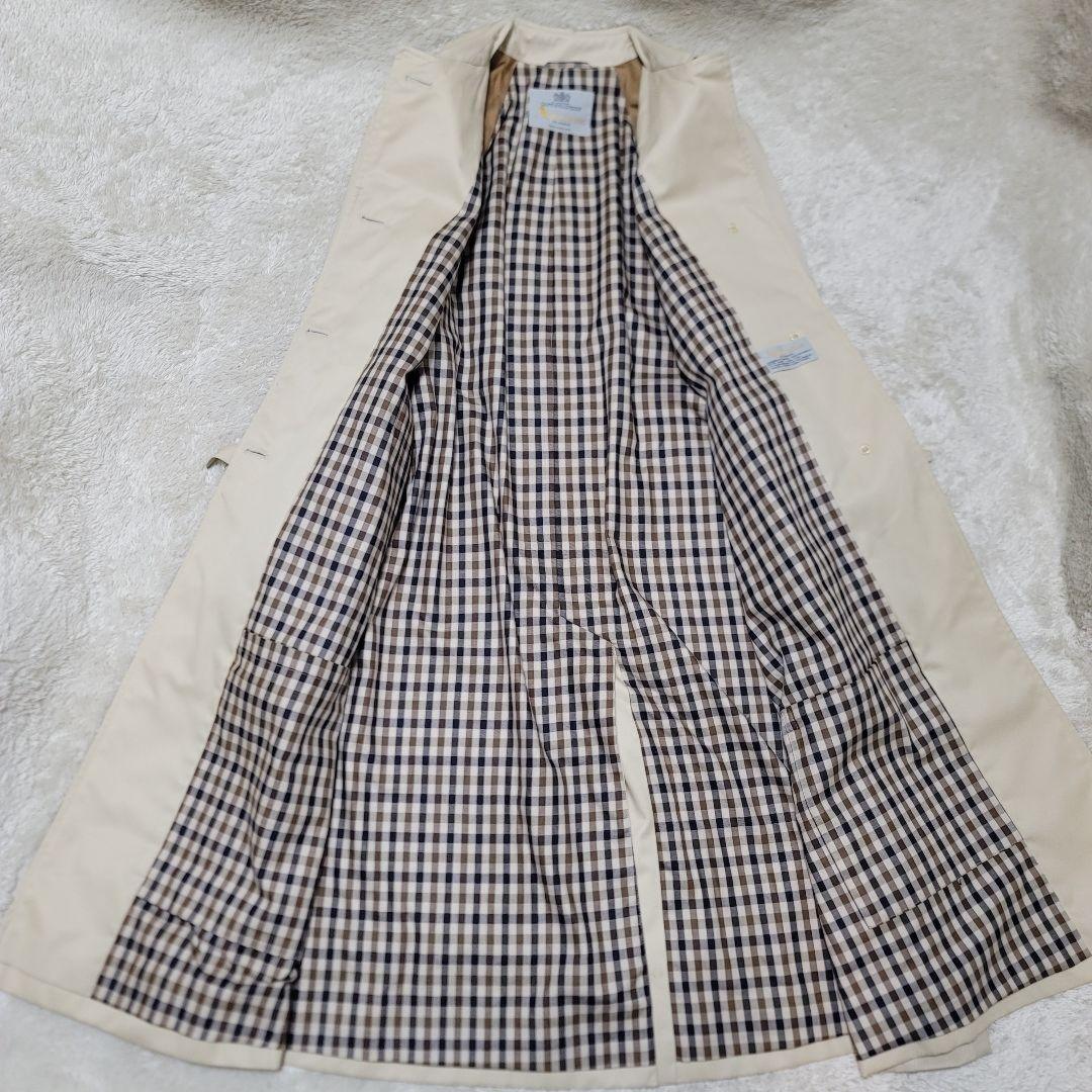Aquascutum Trench Coat Club Check Asian fit XL US size L Light Beige Authentic