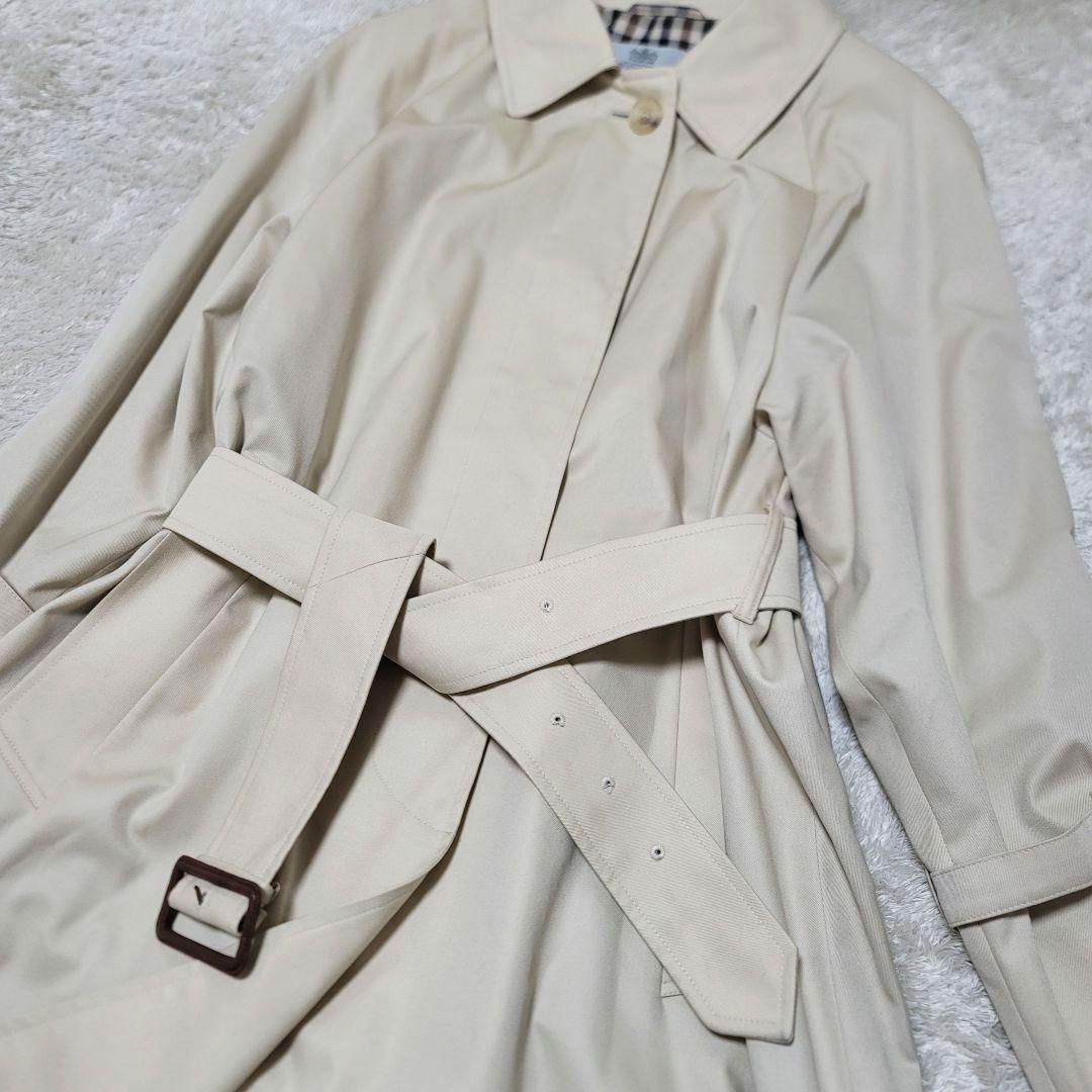 Aquascutum Trench Coat Club Check Asian fit XL US size L Light Beige Authentic