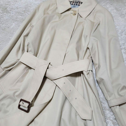 Aquascutum Trench Coat Club Check Asian fit XL US size L Light Beige Authentic