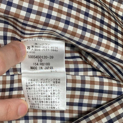 Aquascutum London Trench Coat Club Check Asian fit L US size M Navy Authentic