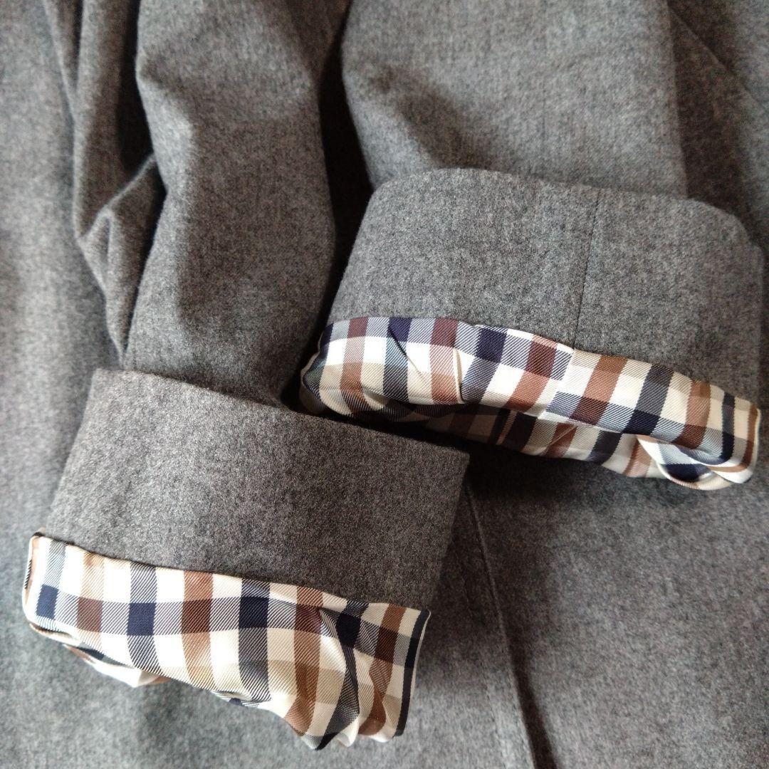 Aquascutum Lolopiana Long Coat Club Check Asian fit L US size M Gray Authentic