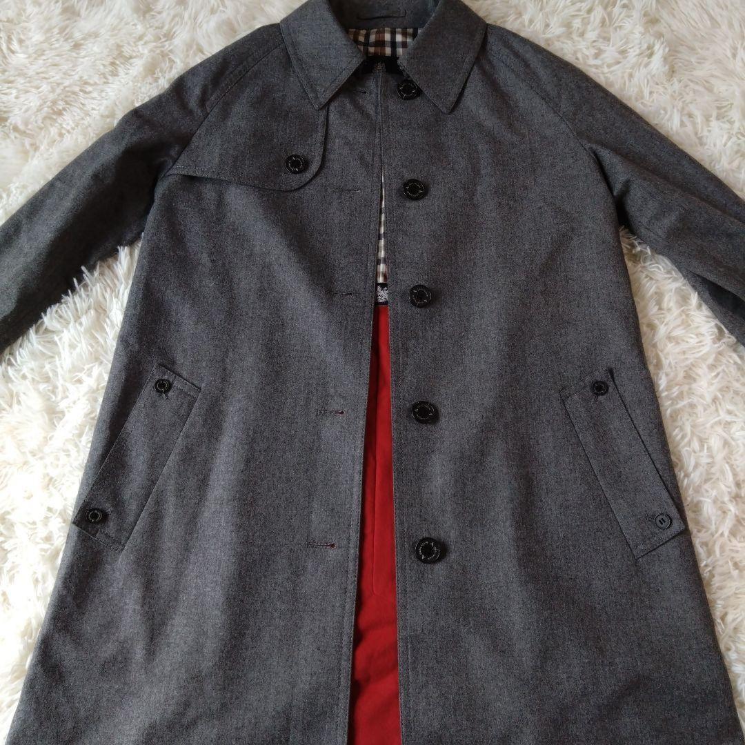 Aquascutum Lolopiana Long Coat Club Check Asian fit L US size M Gray Authentic