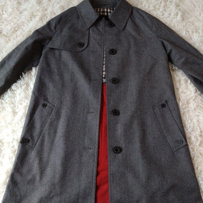 Aquascutum Lolopiana Long Coat Club Check Asian fit L US size M Gray Authentic