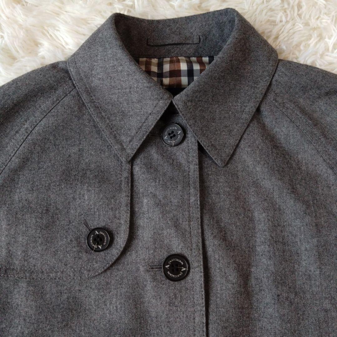 Aquascutum Lolopiana Long Coat Club Check Asian fit L US size M Gray Authentic