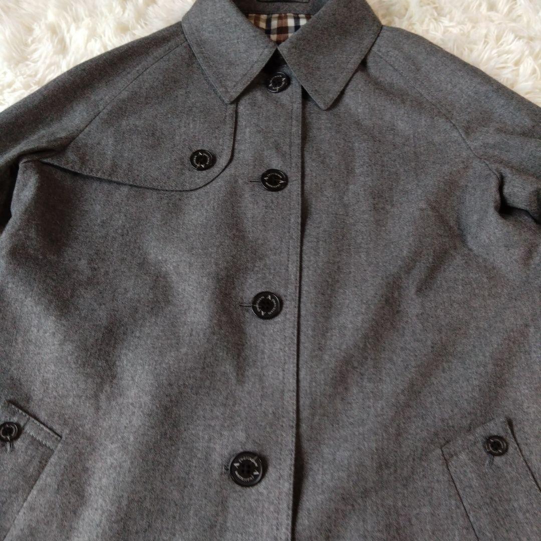 Aquascutum Lolopiana Long Coat Club Check Asian fit L US size M Gray Authentic