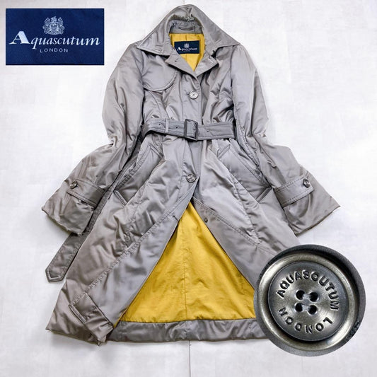 Aquascutum Down Coat Asian fit M US size S Silver Authentic