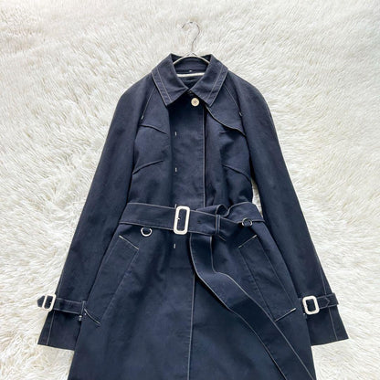 Aquascutum Trench Coat Asian fit L US size M Black Authentic