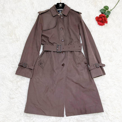 Aquascutum Trench Coat Club Check Asian fit L US size M Brown Authentic