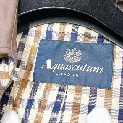 Aquascutum Trench Coat Club Check Asian fit L US size M Brown Authentic