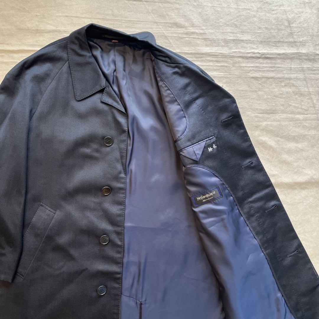 Saint Laurent soutien collar Coat FREE SIZE Navy Authentic