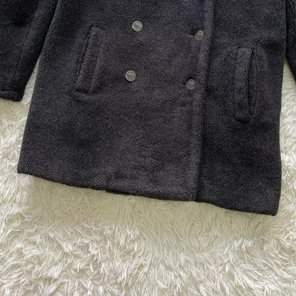 FENDI Boa Coat FF Asian fit L US size M Charcoal Gray Black Brown Authentic