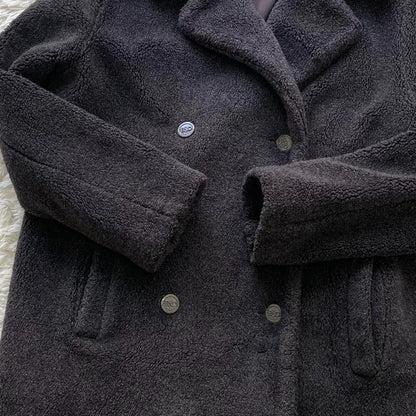 FENDI Boa Coat FF Asian fit L US size M Charcoal Gray Black Brown Authentic