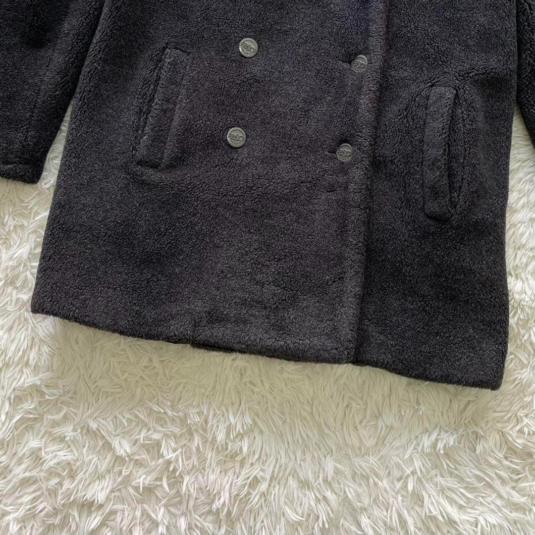 FENDI Boa Coat FF Asian fit L US size M Charcoal Gray Black Brown Authentic
