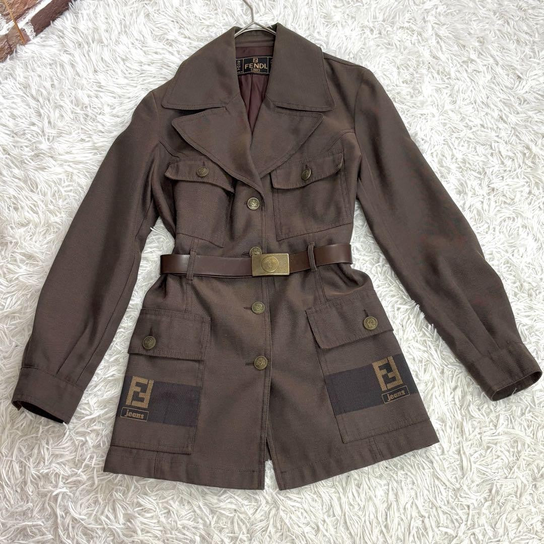 FENDI Coat FF Asian fit M US size S Brown Authentic
