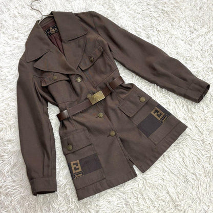 FENDI Coat FF Asian fit M US size S Brown Authentic