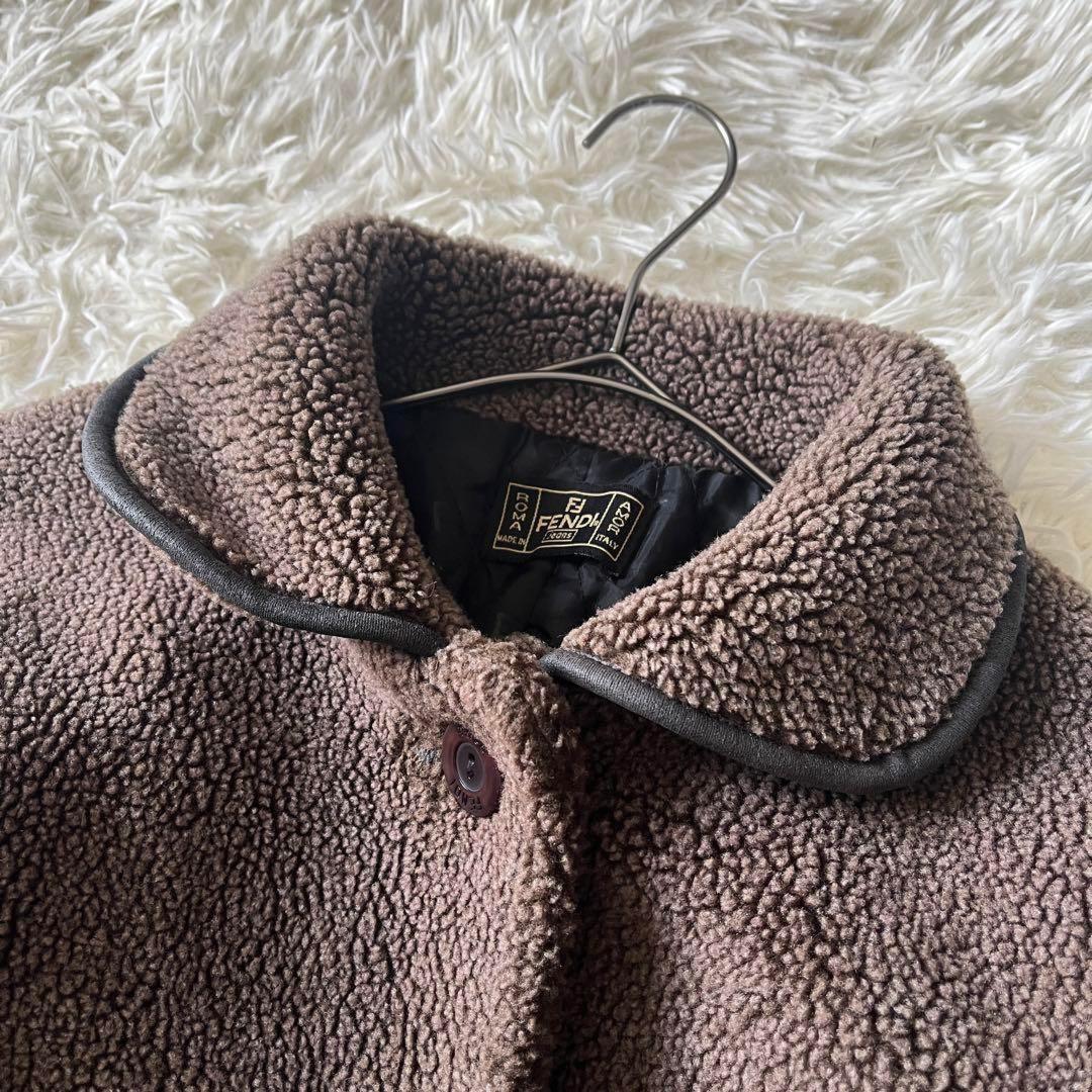 FENDI sheepskin Coat FF FREE SIZE Brown Authentic