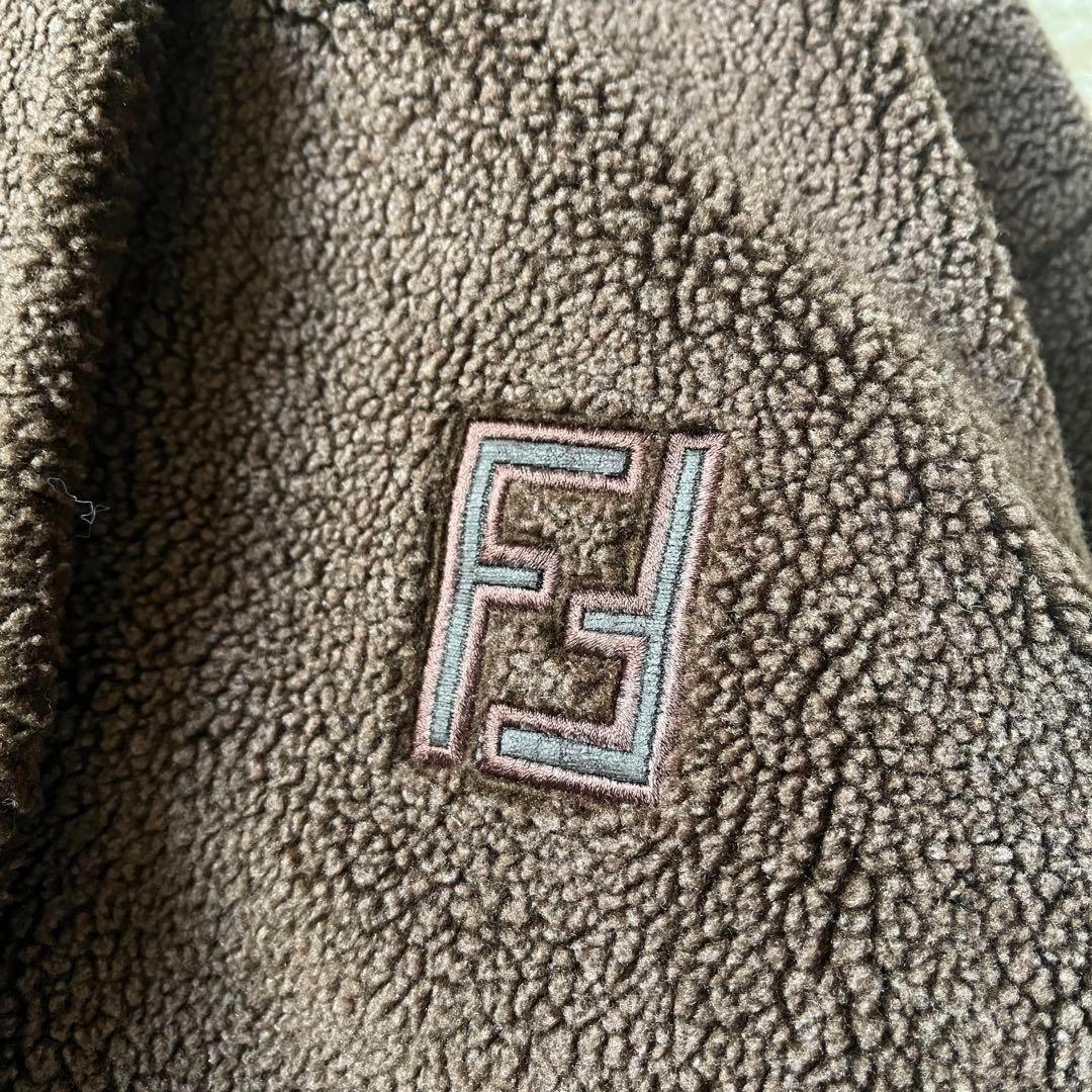 FENDI sheepskin Coat FF FREE SIZE Brown Authentic